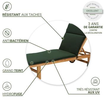 Preview: Coussin pour chaise longue Premium, vert, 190 x 60 cm - Coussin résistant et imperméable, protection UV, fabriqué en Europe par Madison