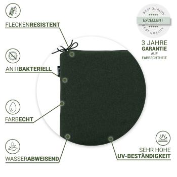 Preview: Cuscino per sedia da esterno, idrorepellente, verde, 40x40cm - con nastro, comodo cuscino per giardino e terrazza