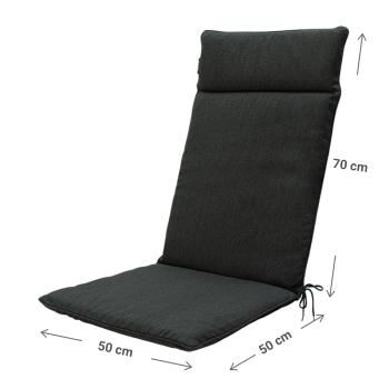 Preview: Coussin confortable pour chaise à haut dossier, gris foncé, 120x50cm - Coussin de chaise de jardin hydrofuge avec protection UV - Robuste & extrêmement durable