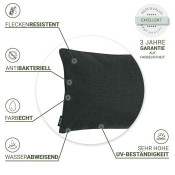 Preview: Decorative cushion, water-repellent, comfortable outdoor cushion, dark gray, 50 x 30 x 10 cm