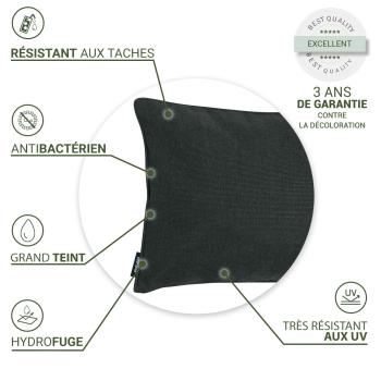 Preview: Coussin décoratif hydrofuge, confortable pour l‘extérieur, gris foncé, 50 x 30 x 10 cm