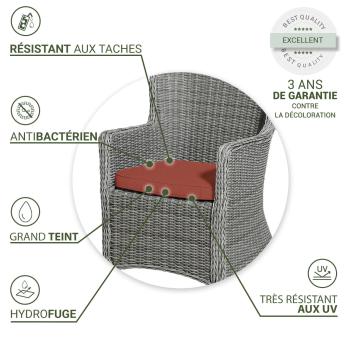 Preview: Coussins de chaise Outdoor, set de 4, coussins d‘assise hydrofuges, terra, 48 x 48 cm chacun