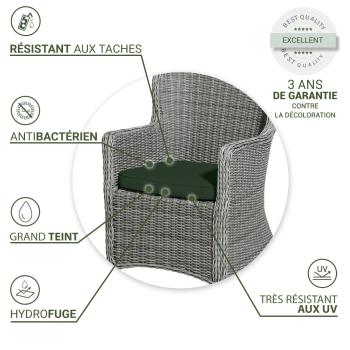 Preview: Coussins de chaise Outdoor, set de 4, coussins d‘assise hydrofuges, verts, 48 x 48 cm chacun