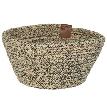 Preview: Corbeille à pain en coton, multi-usages, beige noir mélangé, Ø 18 x H 8 cm