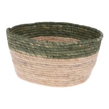 Preview: Geflochtene Aufbewahrungskörbe 3er-Set - Rund, Beige-Grün, Seegras - Ø 30x15cm, 26x11.5cm, 22x10cm - Für Bad, Küche, Büro, Deko - Praktische Ablage