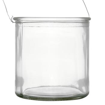 Preview: Bambus Laterne - Windlicht aus Glas mit Jute Henkel - Naturfarben, Ø 24 x H 48 cm - Für gemütliche Abende & Schattenspiele - Rattan Material