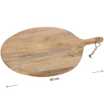 Preview: Planche à découper en bois de manguier, ronde avec poignée, Ø 46 cm
