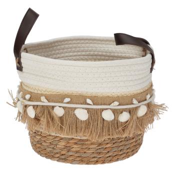 Preview: Cotton and natural material baskets, storage baskets with shell decoration, 3 sizes