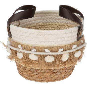 Preview: Cotton and natural material baskets, storage baskets with shell decoration, 3 sizes