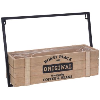 Preview: Set trendy di 2 fioriere in legno-metallo, nero-marrone, di dimensioni diverse - Fioriere moderne per le vostre piante