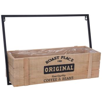 Preview: Set trendy di 2 fioriere in legno-metallo, nero-marrone, di dimensioni diverse - Fioriere moderne per le vostre piante