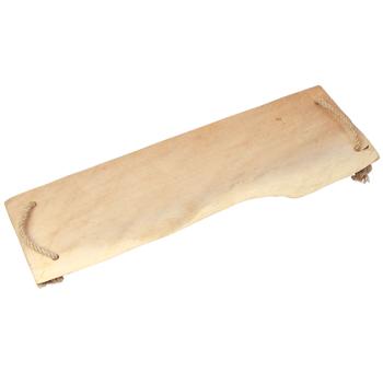 Preview: Servierplatte Kautschukholz - Servierbrett mit Jutegriffen für Tee Kaffee Gebäck Essen Tapas Käse Sushi - rechteckig 50x20cm braun - robust antibakteriell