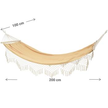 Preview: Hamac à franges beige, hamac, 200 x 100 cm