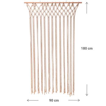 Preview: Rideau de porte Makramee, décoration murale, blanc, 90 x 180 cm