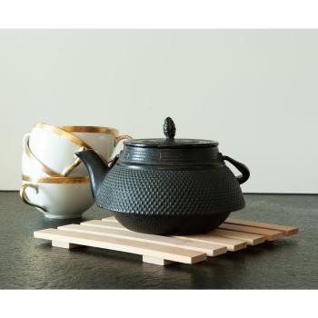 Preview: Dessous de plat en bambou, dessous de plat avec entretoises sur rails en bambou, 17,5 x 18 cm