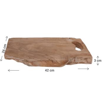 Preview: Teak cutting board, natural shape, serving board, 42 x 26 x 3 cm