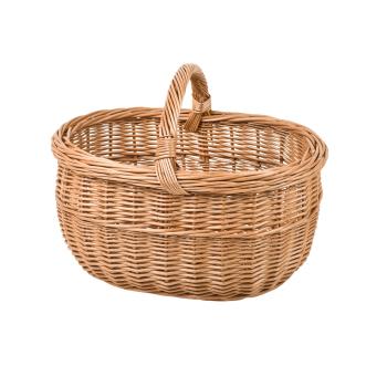 Boiled solid willow shopping basket with carrying handle, 40 x 34 x 24/35 cm