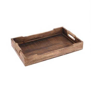 Preview: Tray set of 3, serving tray, mango wood, natural rope, brown grained