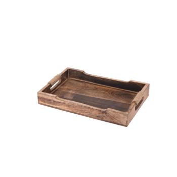 Preview: Tray set of 3, serving tray, mango wood, natural rope, brown grained
