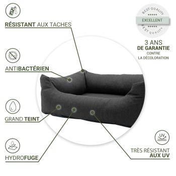 Preview: Lit pour chien lavable eco, canapé pour chien, gris, 100 x 80 x 25 cm