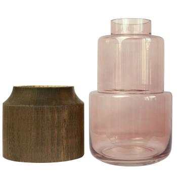 Preview: Vase en verre et bois de clochette bleue, vase à fleurs noble, transparent, marron, 17 x 28 cm Preview: Vase en verre et bois de clochette bleue, vase à fleurs noble, transparent, marron, 17 x 28 cm