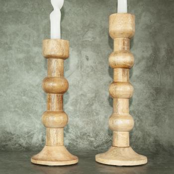 Preview: Set de 2 bougeoirs Bubbles en bois de manguier, bougeoirs de différentes tailles Preview: Set de 2 bougeoirs Bubbles en bois de manguier, bougeoirs de différentes tailles