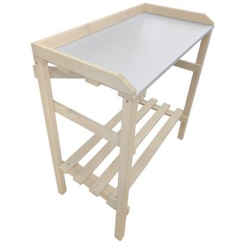 Preview: Holz Gartenarbeitstisch - Pflanztisch mit 2 Ablagen & Arbeitsplatte - Natur, 75x39x86cm - für Garten, Balkon, Gewächshaus - stabil & witterungsbeständig