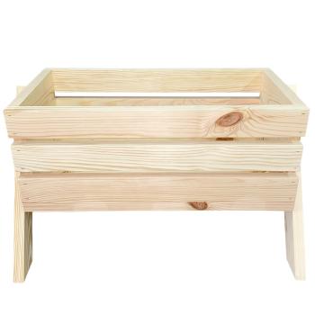 Preview: Fioriera in legno con 4 piedi, naturale, 54 x 39 x 31,5 cm