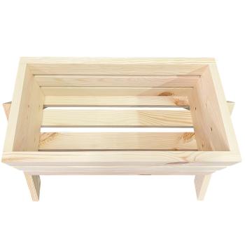 Preview: Fioriera in legno con 4 piedi, naturale, 54 x 39 x 31,5 cm