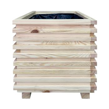 Preview: Wooden flower box, planter with inner foil, brown, 40 x 40 x 40 cm