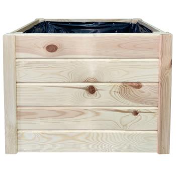 Preview: Fioriera in legno naturale, 60 x 40 x 40 cm, marrone - fioriera con rivestimento interno, soluzione decorativa per balcone e giardino