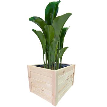 Preview: Fioriera in legno naturale, 60 x 40 x 40 cm, marrone - fioriera con rivestimento interno, soluzione decorativa per balcone e giardino