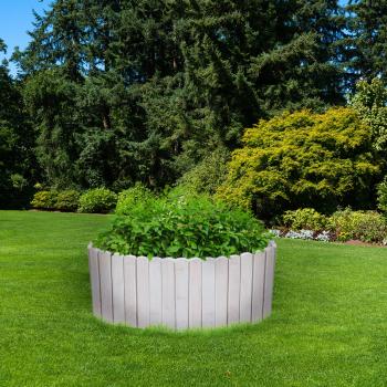 Preview: Bordi per aiuole in legno di abete naturale: Bordi per aiuole grigio chiaro, 200x30/45 cm, dal fascino elegante - Bordi di alta qualità per un giardino bellissimo