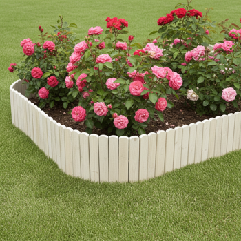 Bordi per aiuole in legno di abete naturale: Bordi per aiuole grigio chiaro, 200x30/45 cm, dal fascino elegante - Bordi di alta qualità per un giardino bellissimo