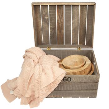 Preview: Scatola di legno con coperchio di legno, marrone, contenitore, 30 x 40 x 22 cm