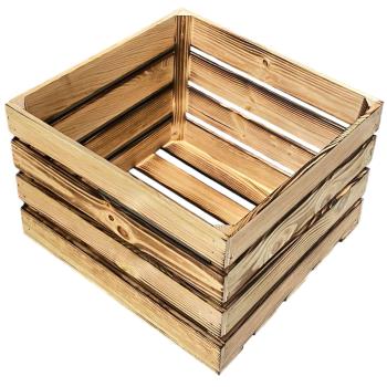 Preview: Scatola di legno, marrone fiammato, harasse, 40 x 30 x 40 cm