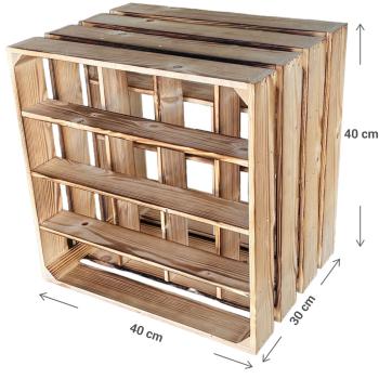Preview: Portabottiglie in legno, scatola per vini, 40 x 30 x 40 cm
