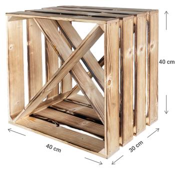 Preview: Cassa per vini con ripiani diagonali, cassa in legno, 40 x 30 x 40 cm