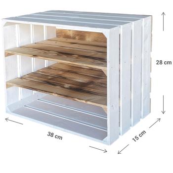 Preview: Caisse en bois avec étagères, blanc/brun, 40 x 50 x 30 cm