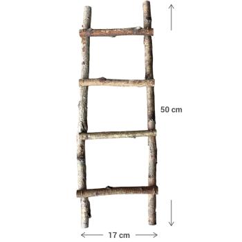 Preview: Wooden decorative ladder, wall decoration wooden ladder, 17 x 50 cm