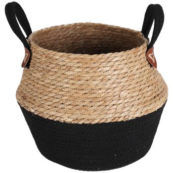 Preview: Cestino portaoggetti rotondo, set di 2, marrone chiaro-nero