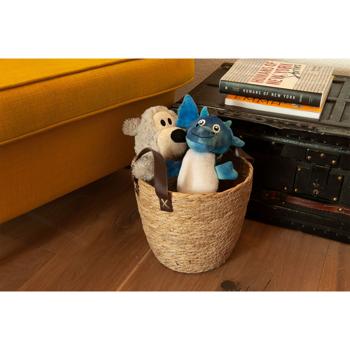 Preview: set di 3 cestini portaoggetti in seagrass con manico: organizer rotondo dall’aspetto naturale e intrecciato - soluzione di archiviazione naturale dal fascino rustico