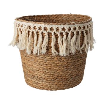 Preview: Naturfaser-Makramee Aufbewahrungskörbe 3er Set - Organizer für Bad Wohnzimmer Kinderzimmer - Ø 34/30/26cm - Geflochtene Optik, Natur/Beige