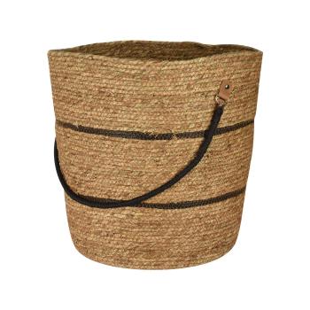 Preview: Set di 3 cestini decorativi in seagrass, con accenti neri - cestini rotondi, marroni, Ø46/38/30cm, design con maniglia Preview: Set di 3 cestini decorativi in seagrass, con accenti neri - cestini rotondi, marroni, Ø46/38/30cm, design con maniglia