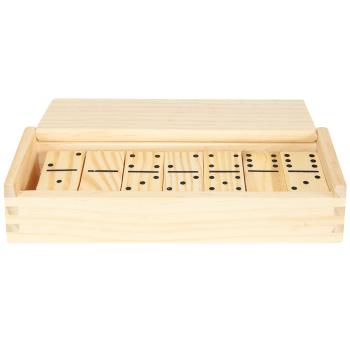 Preview: Domino in legno, 28 tessere in legno in pratica scatola, 19,3 x 6,5 x 4,2 cm