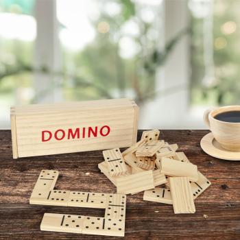 Preview: Domino in legno, 28 tessere in legno in pratica scatola, 19,3 x 6,5 x 4,2 cm