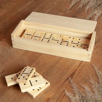 Preview: Domino in legno, 28 tessere in legno in pratica scatola, 19,3 x 6,5 x 4,2 cm