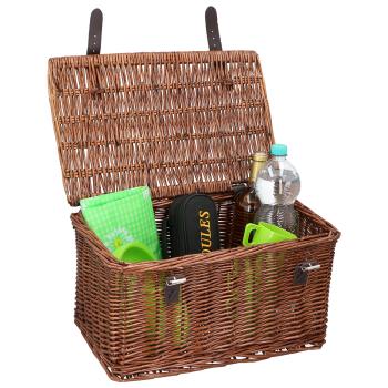 Preview: Panier vélo en wicker et cuir, panier vélo vintage pour le porte-bagages ou le guidon