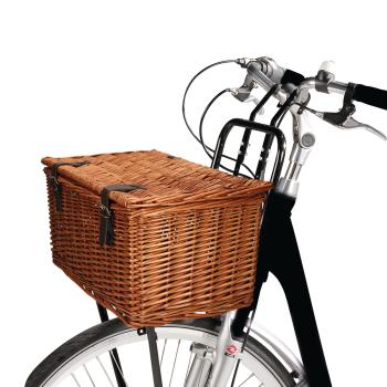 Preview: Panier vélo en wicker et cuir, panier vélo vintage pour le porte-bagages ou le guidon