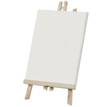 Preview: Tischstaffelei aus FSC-zertifiziertem Kiefernholz - klappbar, standfest & vielseitig für Gemälde bis 42 cm - 24x3,5x50cm - für Künstler